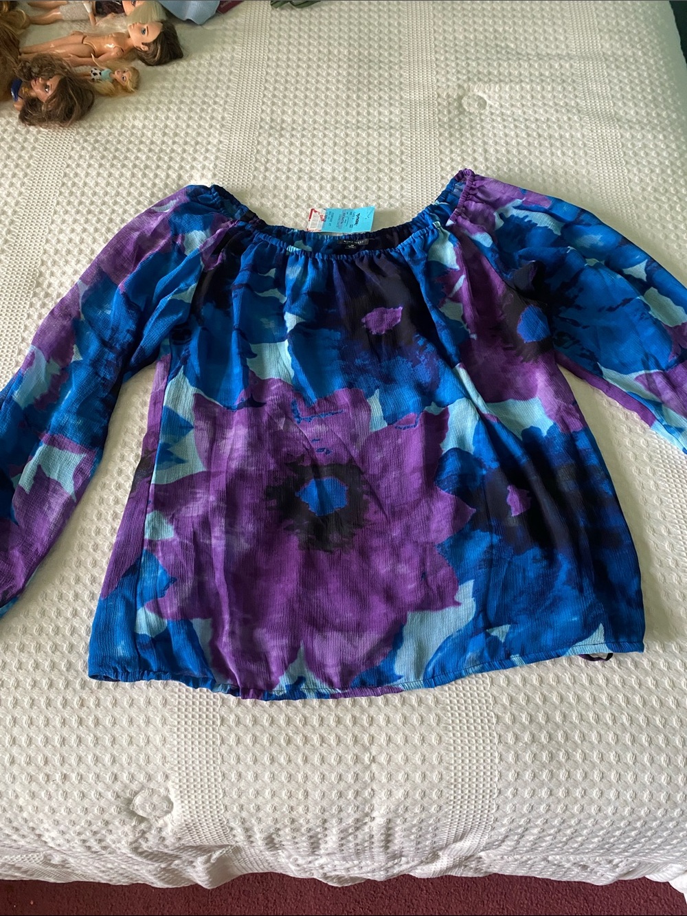 Nine West Blue & Purple Floral Top
